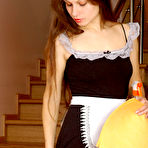 Pic of Nasty French maid in silky pantyhose taking extra pay into her itchy pussy