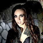 Pic of Tiffany Tyler Brunette Pornstar Strips in Dark Alley