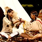 Pic of Brunettes Suzie Carina and Devin Sapphic lick each others lesbian assholes in a tepee