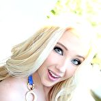 Pic of Lewd blonde with blue eyes Samantha Rone is taking long pecker deeply into her mouth