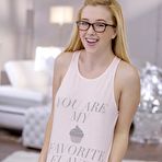 Pic of Small titted bimbo in glasses Samantha Rone is pleasingly licking and riding the stick