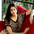 Pic of Exotic brunette takes off her leopard print top and poses naked - aMetart.com