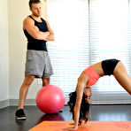 Pic of Jasmine Grey spinning on top of her fitness coach's thick dick
