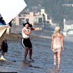 Pic of Lady Gaga wearing a bikini and thong lingerie on the beach in Malibu, California - AZNude