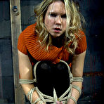 Pic of SexPreviews - Rain Degrey busty blonde with exposed tits is rope bound her ass spanked red