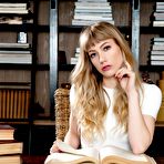 Pic of Cute bookworm Ivy Wolfe studies naked in the library