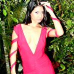 Pic of Red Dress Latina Strips Outside