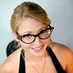 Pic of Blonde in glasses Jessi Stone shows off her juicy tits and gets throat fucked from your POV