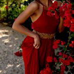 Pic of Angel Constance takes her red dress outside of her villa