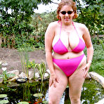Pic of Brazen mature fatty Curvy Claire sheds bikini in the backyard to finger fuck - PornPics.com