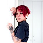 Pic of Tattooed suicide girl Agatha teasing in spiked dog collar | Erotic Beauties