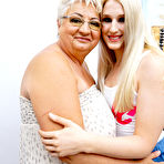Pic of Naughty BBW granny fooling around with a hot lesbian teen