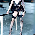Pic of Tattooed suicide girl Drew teasing in lingerie and pigtails | Erotic Beauties