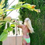 Pic of Natalie K Flashing and play in outdoor public shower by pool