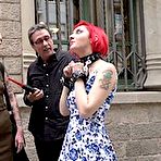 Pic of SexPreviews - Margout Darko natural petite in dress public dominated in rope and fucked by couple and friends