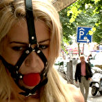 Pic of Long haired slave blonde Blanche gets abused and fucked right in public