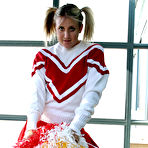 Pic of Pigtailed cheer girl Jules Van Saint removes her her underwear after uniform