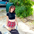 Pic of naughty mom loves dressing up as a teen and get wet in her husbands car