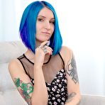 Pic of Blue-haired babe enjoys dick on floor