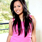 Pic of Smiling oriental teen Lana Violet peels off her pink underwear and shows her smooth body