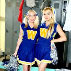 Pic of Cheerleaders Shawna Lenee and Angie Savage playing with dildo in locker room