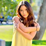 Pic of Melody Wylde takes off her yellow dress in the park