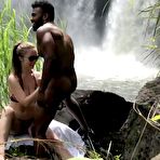 Pic of Beautiful white chick gets blacked by waterfall - AmateurPorn