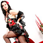 Pic of Busty Brunette Seńorita Gina in Black Designer Pantyhose