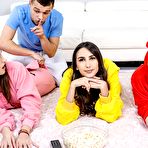 Pic of Onesie Foursome w Stepsister's Friends on Movie Night - AmateurPorn