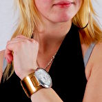 Pic of WatchGirls.net | Kylie wearing her own Geneva huge cuff watch