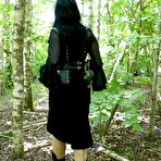 Pic of mystical-girl.com | in the forest with a dress and a gas mask