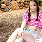 Pic of Cute dark haired teener Shea sports braided pigtails while loosing her thin body while outdoors - Nude Women Pics