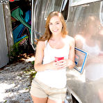 Pic of All-American cutie shows off her perfect cunt and tits in front of a caravan - Abby (13:58 Min.) - Porn Mega Load