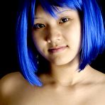 Pic of 18yo Asian girl with a blue wig exhibiting her perfect young body