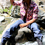 Pic of Big Dick Black Cowboy CJ Wright Masturbating in the woods