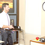 Pic of He bends his student over a stool and his desk, making the thin twink moan as he fucks him cum gay twink at Teach Twinks
