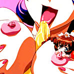 Pic of Hentai tittyfucking and sucking a huge cock and creaming her face