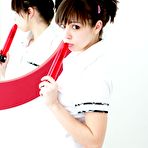 Pic of Ariel Rebel - Sweet cutie, Ariel Rebel, swallows a long dildo before playing with her boobs.