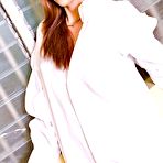 Pic of Sapphire Young in white sexy shirt hard cock throbbing in her hand