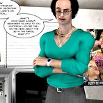 Pic of Pornstar production 3D xxx comics: voyeur anime hentai cartoon story about first time nude posing and flash pussy lips masturbation solo of average brunette hairless slut in british firm office and private porn studio