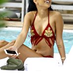Pic of Karrueche Tran in bikini at the pool at her hotel