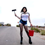 Pic of Ophelia Rain carwash babe cleans her client's windshield and his cock too
