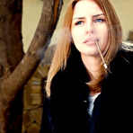 Pic of Russian Smokers | Anastasia is smoking  120mm cigarette outside