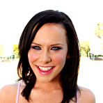 Pic of Brunette chick Katie St Ives models a bikini before interracial fucking