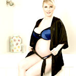 Pic of Pregnant Euro mom Casey Deluxe displaying huge milky tits in shower