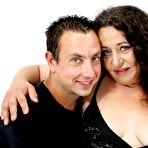 Pic of Fat granny Lila Tuft drips jizz down her face after sex with a younger man