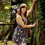 Pic of Brunette amateur Raven Snow exposes big natural and full bush in the woods