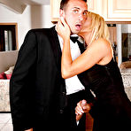 Pic of Big busted mature blonde in fishnet stockings gets her cunt drilled hardcore