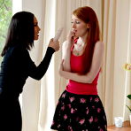 Pic of Young redhead teen is brutally punished by dominant older woman with dildo
