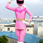 Pic of Solo model Sentai Brave poses in futuristic clothing on a rooftop